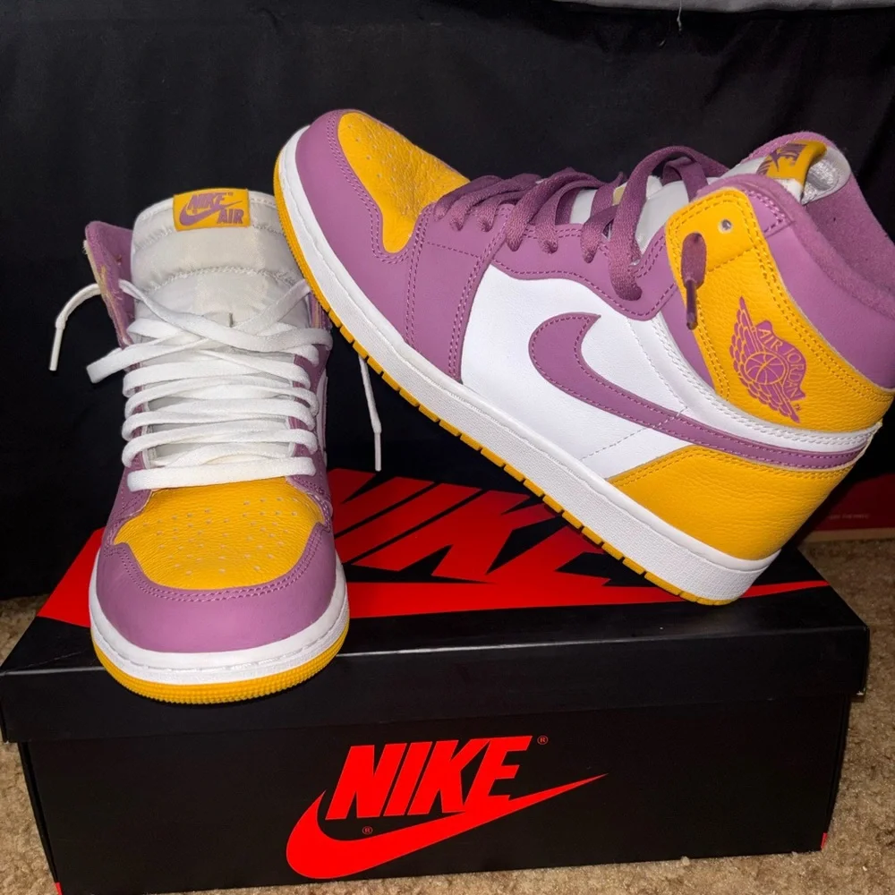 Nike Air Jordan 1 High — Purple, Yellow & White Men’s Sneakers